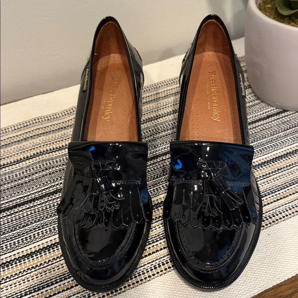 Russell & Bromley Midchester Ladies Black Leather Heeled Loafers Size EU 41 US 8